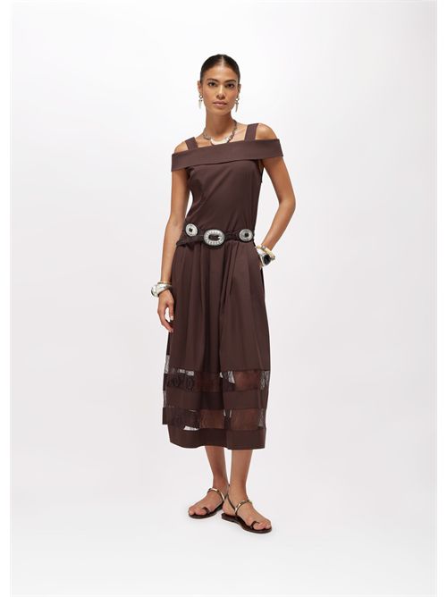 Abito midi in cotone e pizzo BLUGIRL BLUMARINE | RA6154T544A/90913